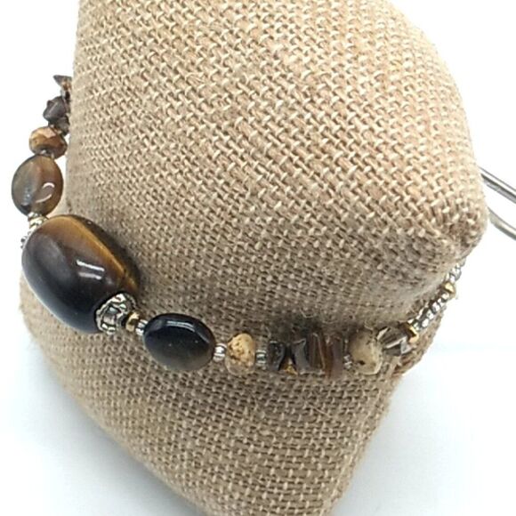 Tiger's Eye Barrel with Earth-tone Stone Chips & Crystal Bracelet - Picture 7 of 13